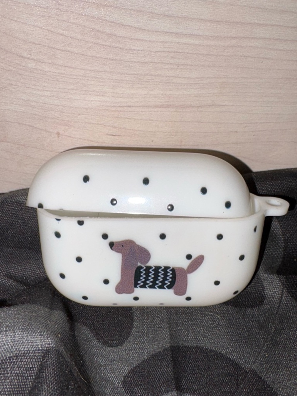 SHEIN White Polka Dot Dachshund AirPods Case